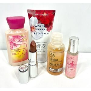 The Body Shop & Bath Body Works Lot 5 Lipstick Lotion Shower Cream Fragrance New